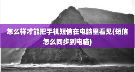 怎么样才能把手机短信在电脑里看见(短信怎么同步到电脑)