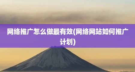 网络推广怎么做最有效(网络网站如何推广计划)