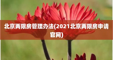 北京两限房管理办法(2021北京两限房申请官网)