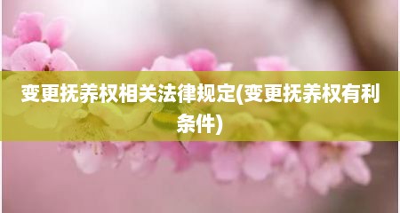 变更抚养权相关法律规定(变更抚养权有利条件)