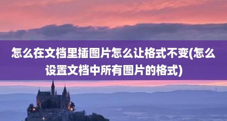 怎么在文档里插图片怎么让格式不变(怎么设置文档中所有图片的格式)