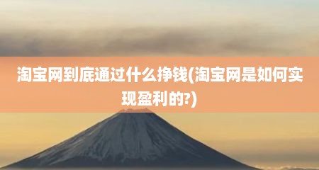 淘宝网到底通过什么挣钱(淘宝网是如何实现盈利的?)