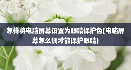 怎样将电脑屏幕设置为眼睛保护色(电脑屏幕怎么调才能保护眼睛)