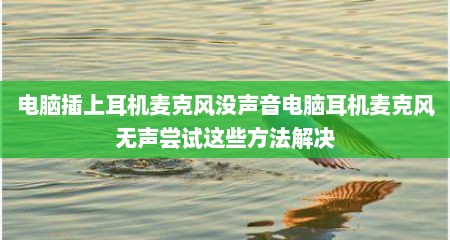 电脑插上耳机麦克风没声音电脑耳机麦克风无声尝试这些方法解决