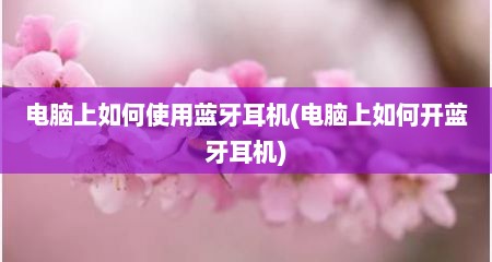 电脑上如何使用蓝牙耳机(电脑上如何开蓝牙耳机)