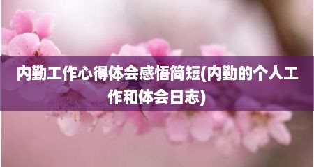 内勤工作心得体会感悟简短(内勤的个人工作和体会日志)