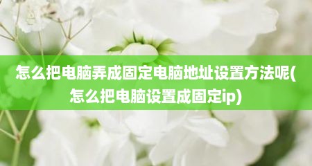 怎么把电脑弄成固定电脑地址设置方法呢(怎么把电脑设置成固定ip)