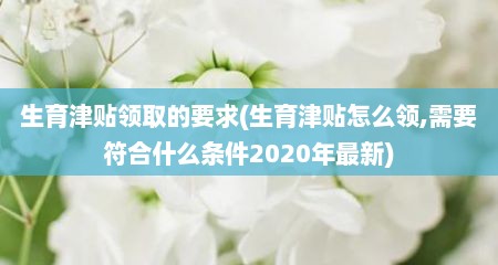 生育津贴领取的要求(生育津贴怎么领,需要符合什么条件2020年最新)