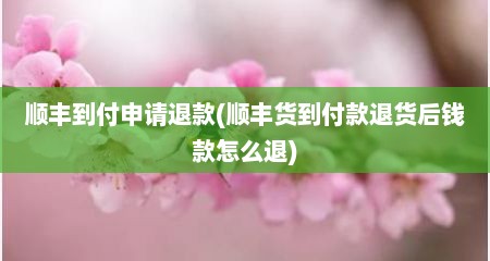 顺丰到付申请退款(顺丰货到付款退货后钱款怎么退)