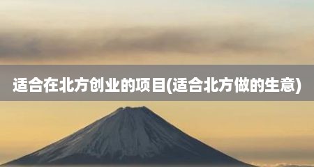 适合在北方创业的项目(适合北方做的生意)