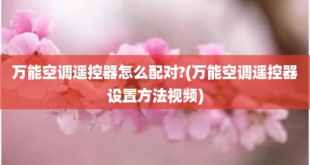 万能空调遥控器怎么配对?(万能空调遥控器设置方法视频)