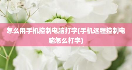 怎么用手机控制电脑打字(手机远程控制电脑怎么打字)