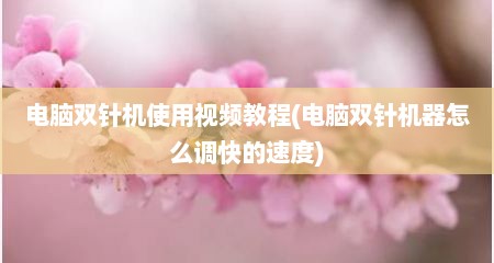 电脑双针机使用视频教程(电脑双针机器怎么调快的速度)