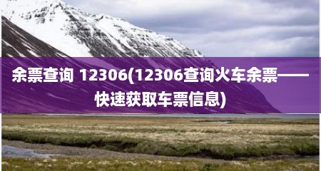 余票查询 12306(12306查询火车余票——快速获取车票信息)