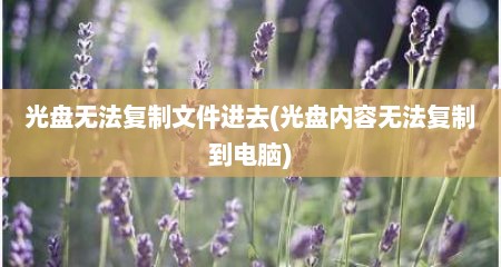 光盘无法复制文件进去(光盘内容无法复制到电脑)