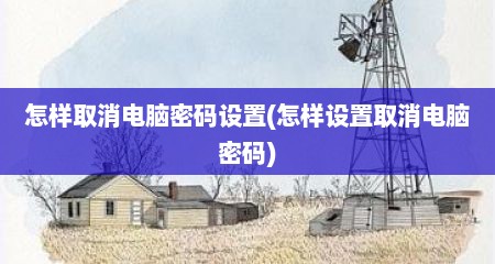 怎样取消电脑密码设置(怎样设置取消电脑密码)