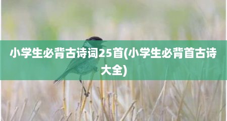 小学生必背古诗词25首(小学生必背首古诗大全)