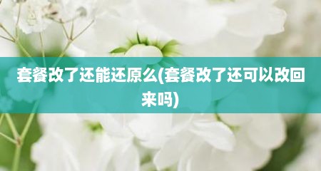 套餐改了还能还原么(套餐改了还可以改回来吗)