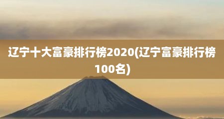 辽宁十大富豪排行榜2020(辽宁富豪排行榜100名)