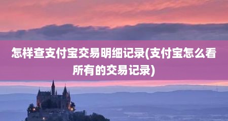 怎样查支付宝交易明细记录(支付宝怎么看所有的交易记录)