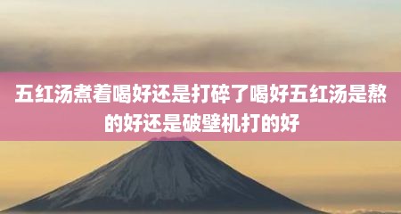 五红汤煮着喝好还是打碎了喝好五红汤是熬的好还是破壁机打的好