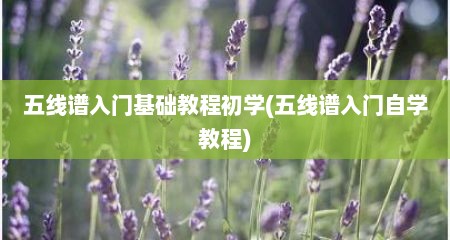 五线谱入门基础教程初学(五线谱入门自学教程)