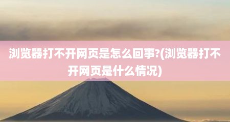 浏览器打不开网页是怎么回事?(浏览器打不开网页是什么情况)