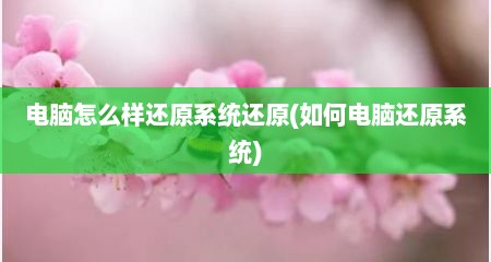 电脑怎么样还原系统还原(如何电脑还原系统)