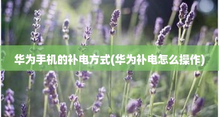 华为手机的补电方式(华为补电怎么操作)