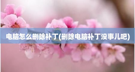 电脑怎么删除补丁(删除电脑补丁没事儿吧)