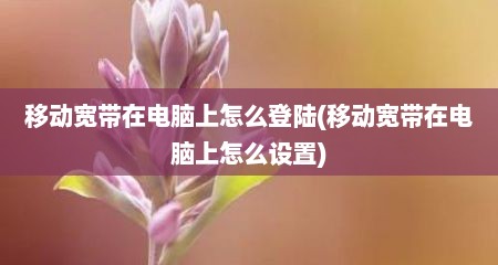 移动宽带在电脑上怎么登陆(移动宽带在电脑上怎么设置)