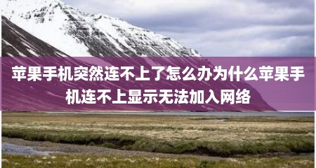 苹果手机突然连不上了怎么办为什么苹果手机连不上显示无法加入网络