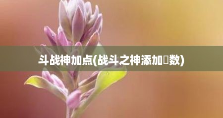 斗战神加点(战斗之神添加點数)