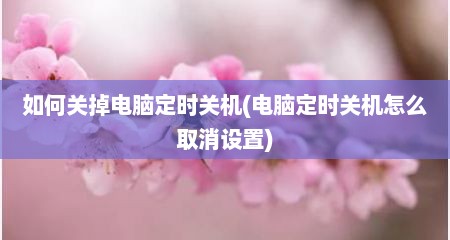 如何关掉电脑定时关机(电脑定时关机怎么取消设置)