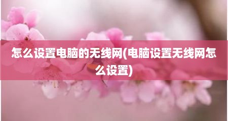 怎么设置电脑的无线网(电脑设置无线网怎么设置)