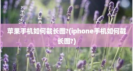 苹果手机如何截长图?(iphone手机如何截长图?)