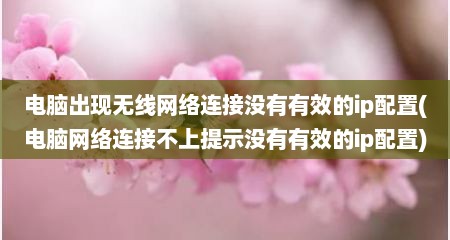 电脑出现无线网络连接没有有效的ip配置(电脑网络连接不上提示没有有效的ip配置)