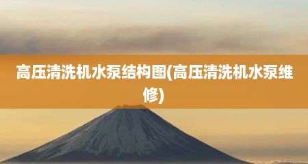 高压清洗机水泵结构图(高压清洗机水泵维修)