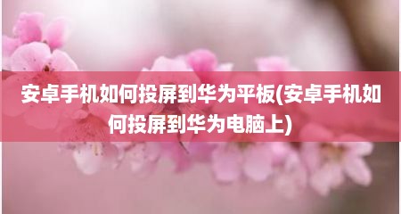 安卓手机如何投屏到华为平板(安卓手机如何投屏到华为电脑上)