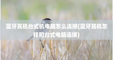 蓝牙耳机台式机电脑怎么连接(蓝牙耳机怎样和台式电脑连接)