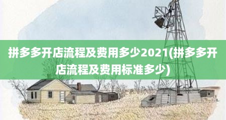 拼多多开店流程及费用多少2021(拼多多开店流程及费用标准多少)