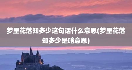 梦里花落知多少这句话什么意思(梦里花落知多少是啥意思)