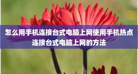 怎么用手机连接台式电脑上网使用手机热点连接台式电脑上网的方法