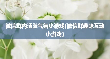 微信群内活跃气氛小游戏(微信群趣味互动小游戏)