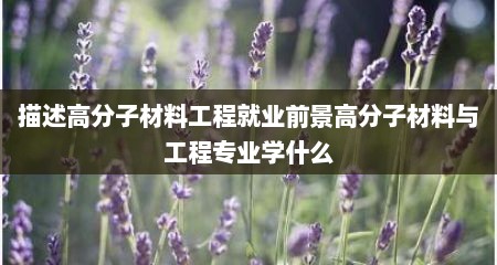 描述高分子材料工程就业前景高分子材料与工程专业学什么