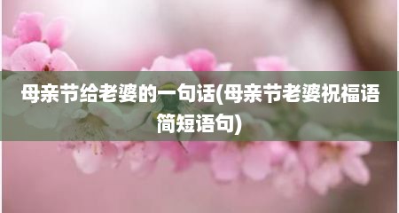 母亲节给老婆的一句话(母亲节老婆祝福语简短语句)