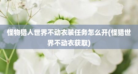 怪物猎人世界不动衣装任务怎么开(怪猎世界不动衣获取)