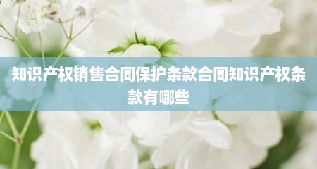 知识产权销售合同保护条款合同知识产权条款有哪些