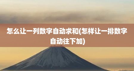 怎么让一列数字自动求和(怎样让一排数字自动往下加)