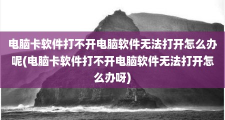 电脑卡软件打不开电脑软件无法打开怎么办呢(电脑卡软件打不开电脑软件无法打开怎么办呀)